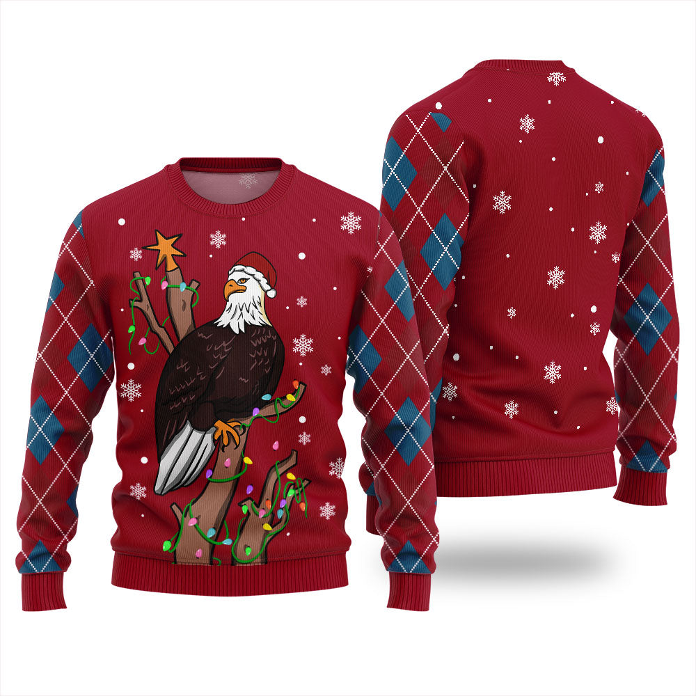 Eagle With Christmas Hat Ugly Sweater