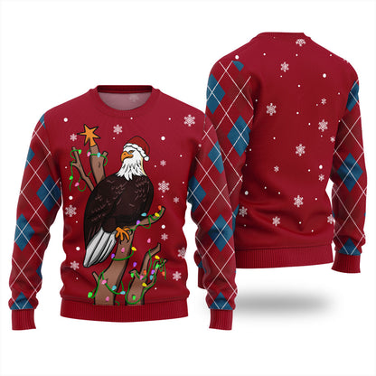Eagle With Christmas Hat Ugly Sweater
