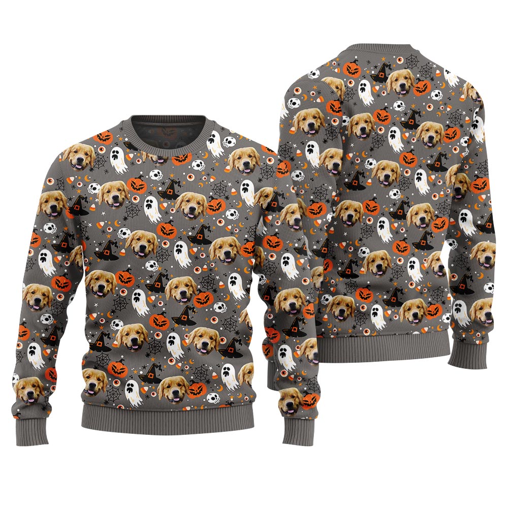 Unique Personalized Your Dog Grey Sweater For Halloween