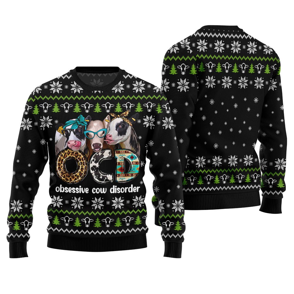 Unique Ugly Christmas Sweater Obsessive Cow Disorder