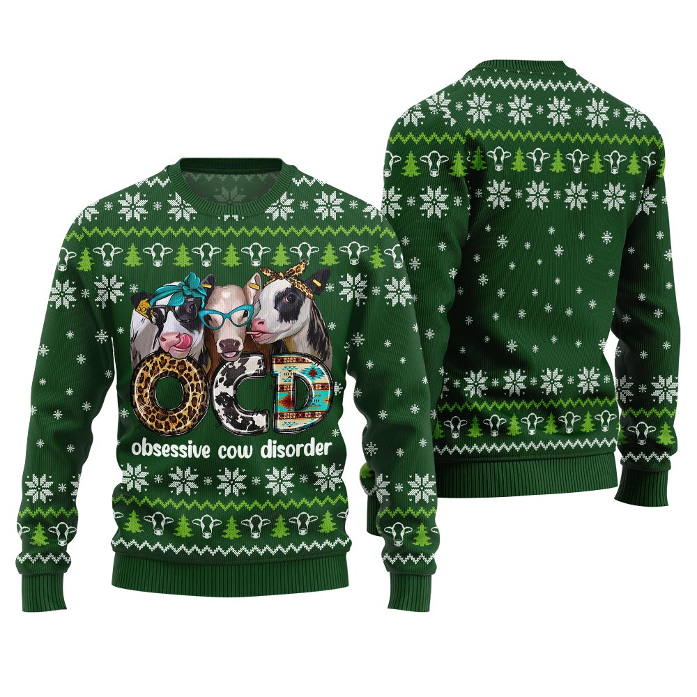 Funny Christmas Sweaters Obsessive Cow Disorder