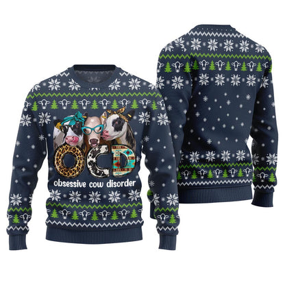 Funny Cow OCD Funny Ugly Christmas Sweater