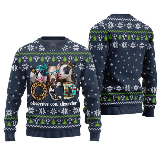 Funny Cow OCD Funny Ugly Christmas Sweater