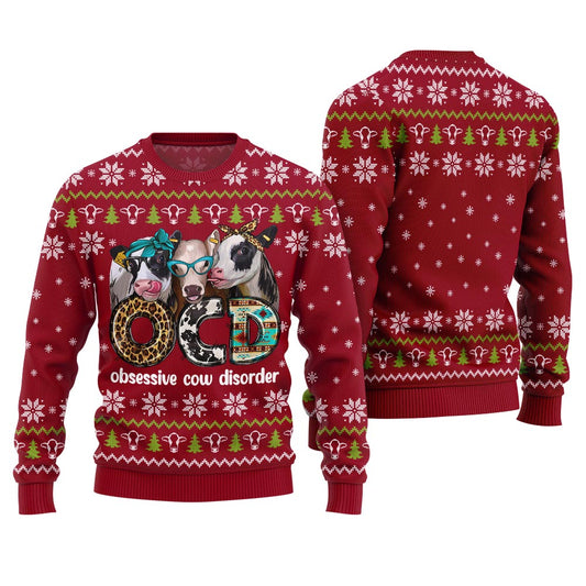 Funny Cow OCD Christmas Sweaters For Adults