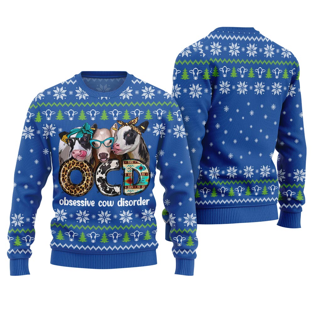 Obsessive Cow Disorder Funny Christmas Pullover