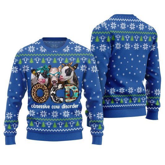 Obsessive Cow Disorder Funny Christmas Pullover