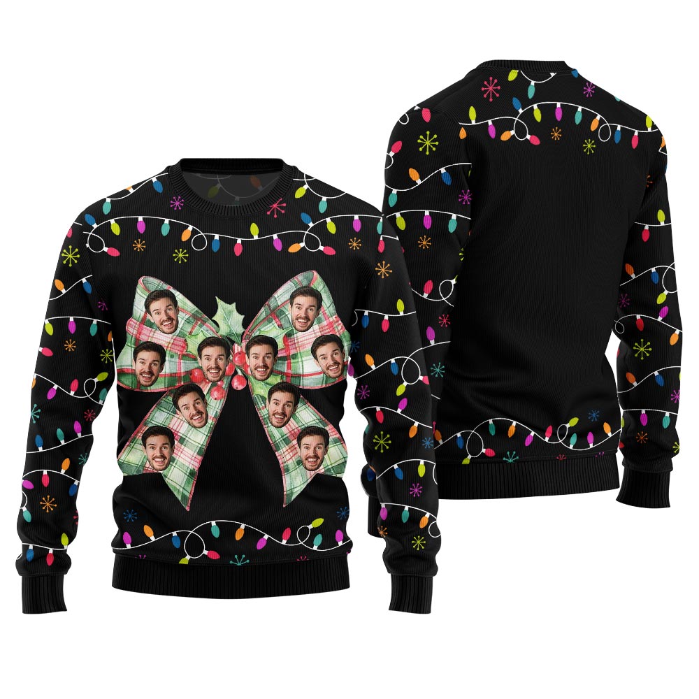 Ribbon Custom Face Ugly Christmas Sweater
