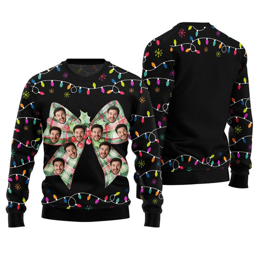 Ribbon Custom Face Ugly Christmas Sweater