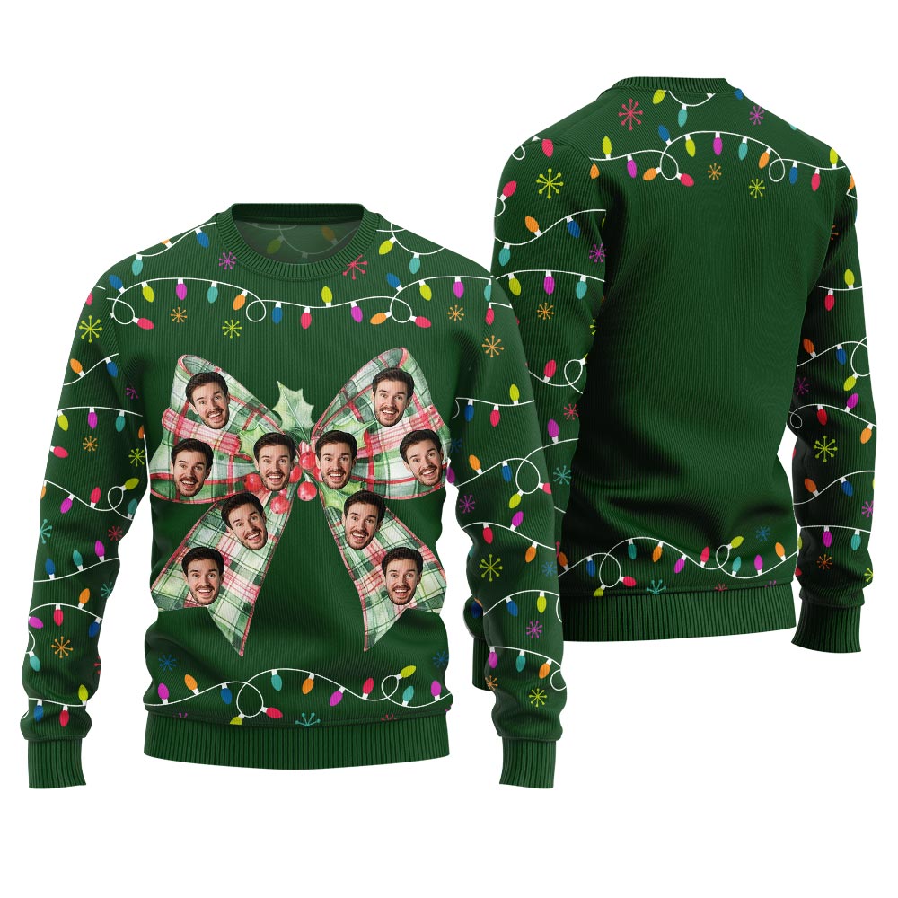 Ribbon Custom Face Ugly Christmas Sweater