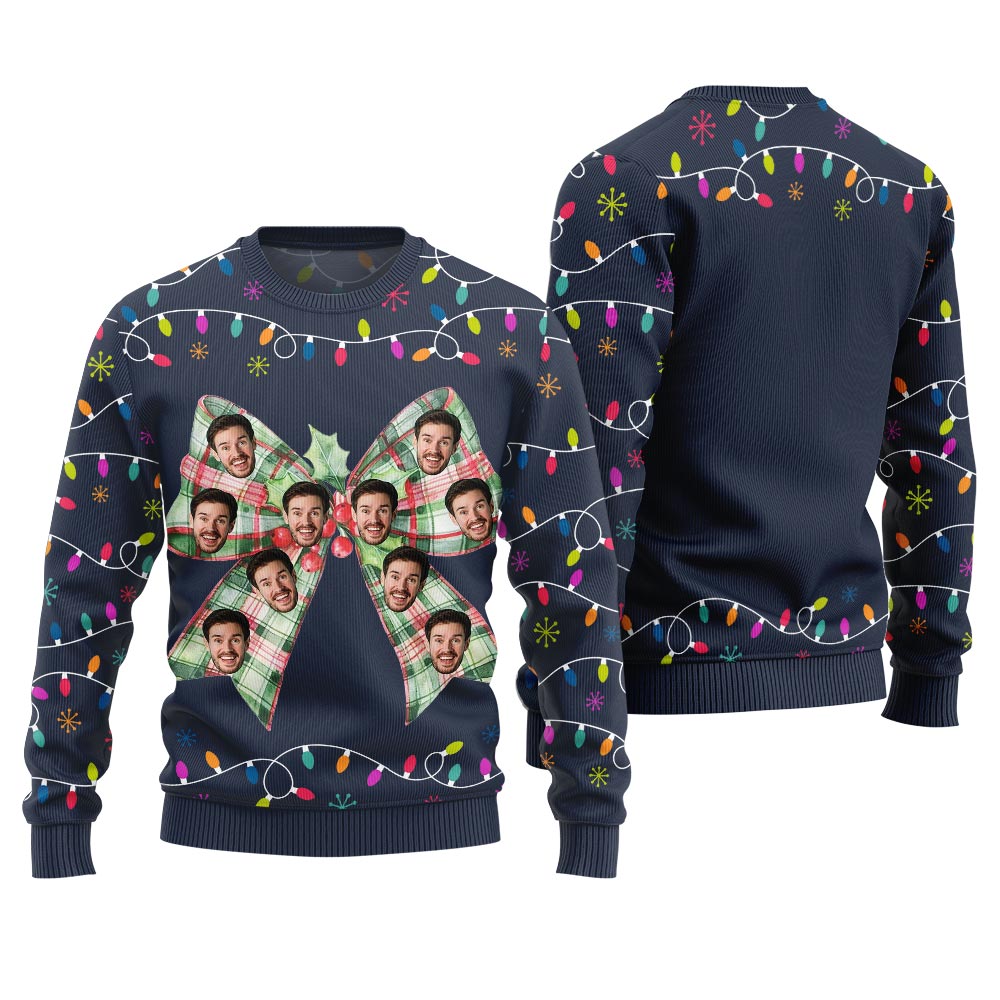 Ribbon Custom Face Ugly Christmas Sweater