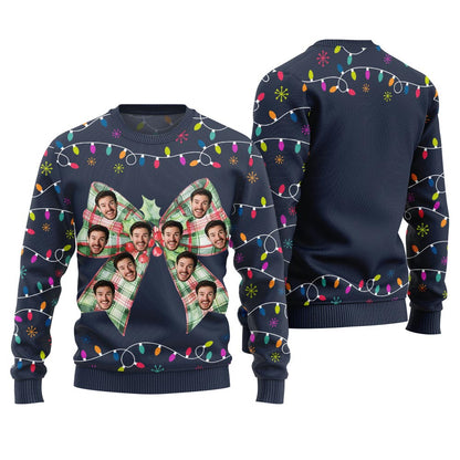 Ribbon Custom Face Ugly Christmas Sweater