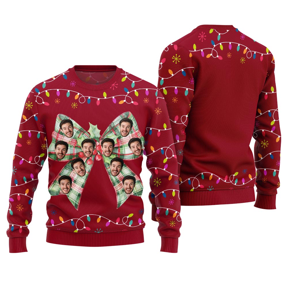 Ribbon Custom Face Ugly Christmas Sweater