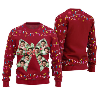 Ribbon Custom Face Ugly Christmas Sweater