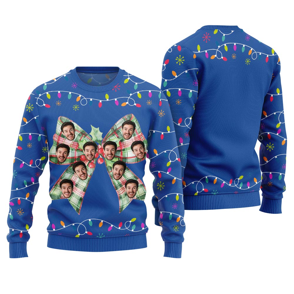 Ribbon Custom Face Ugly Christmas Sweater