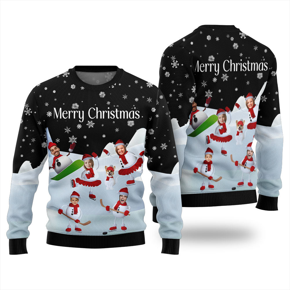 Snowman Custom Face Funny Christmas Sweater