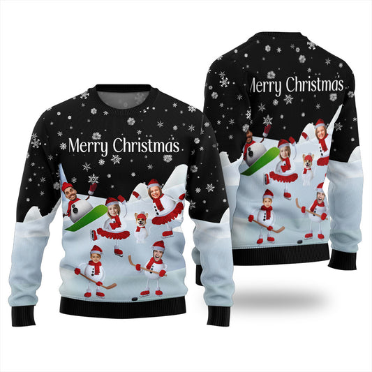 Snowman Custom Face Funny Christmas Sweater