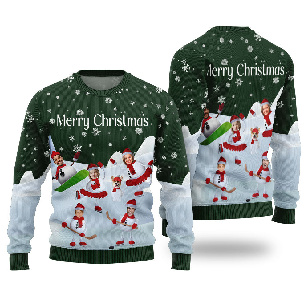 Snowman Custom Face Funny Christmas Sweater