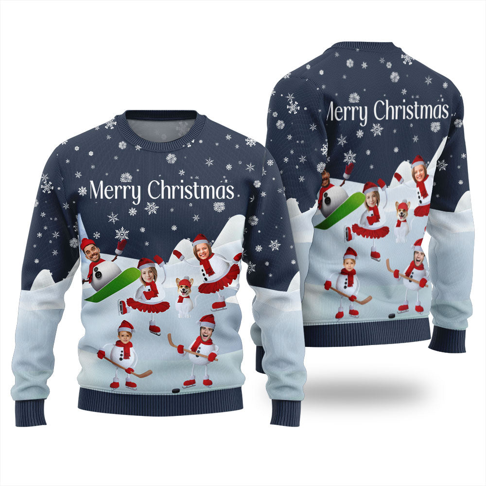 Snowman Custom Face Funny Christmas Sweater