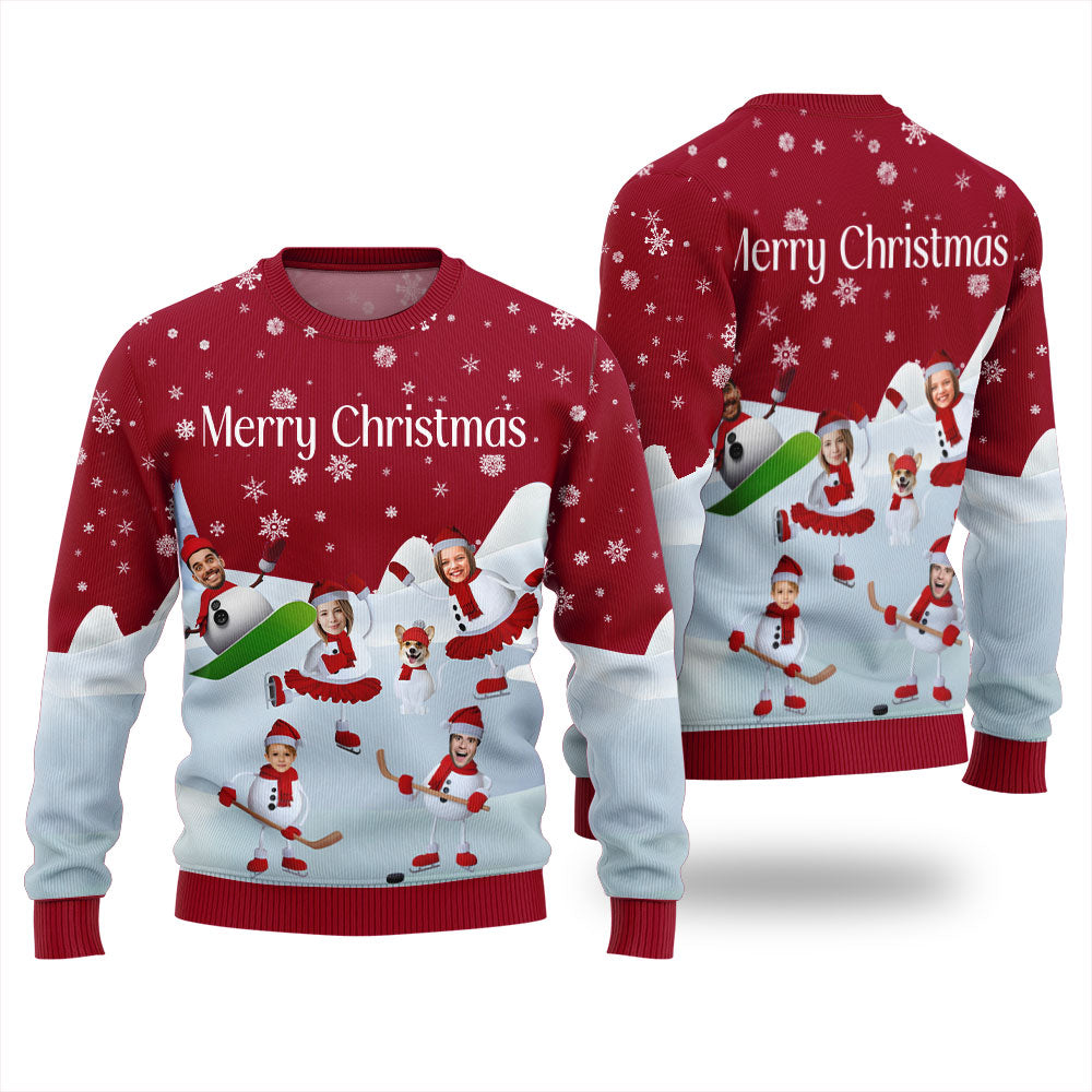 Snowman Custom Face Funny Christmas Sweater