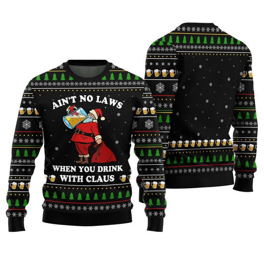 Funny Santa With Beer Ugly Christmas Sweater