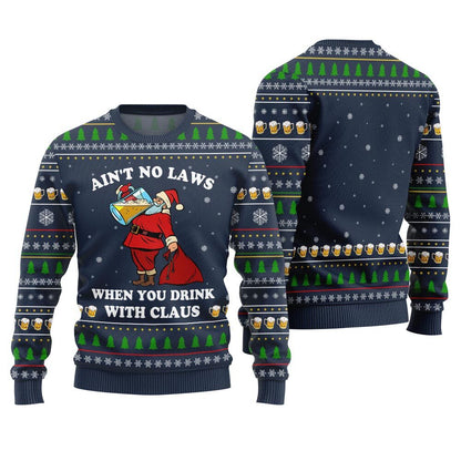 Funny Santa With Beer Ugly Christmas Sweater