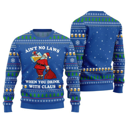 Funny Santa With Beer Ugly Christmas Sweater