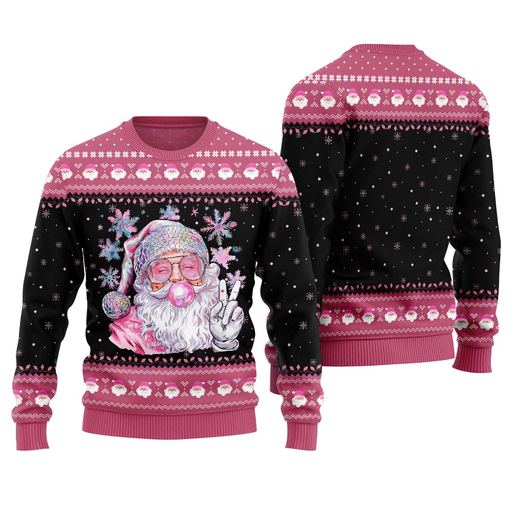 Bubble Gum Santa Pink Christmas Sweater
