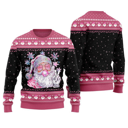 Bubble Gum Santa Pink Christmas Sweater