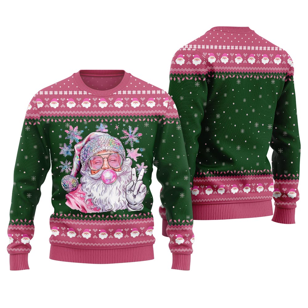 Bubble Gum Santa Pink Christmas Sweater