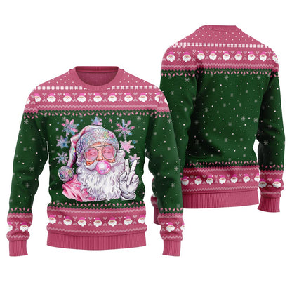 Bubble Gum Santa Pink Christmas Sweater