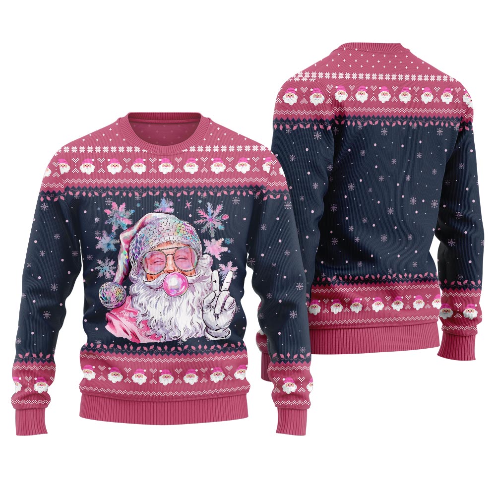 Bubble Gum Santa Pink Christmas Sweater