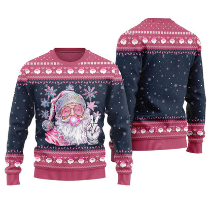 Bubble Gum Santa Pink Christmas Sweater