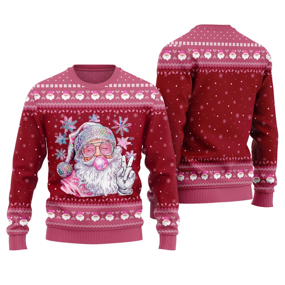 Bubble Gum Santa Pink Christmas Sweater