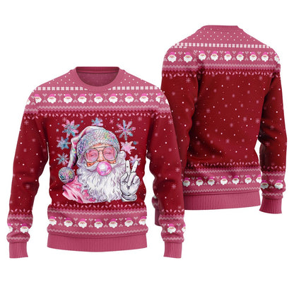 Bubble Gum Santa Pink Christmas Sweater