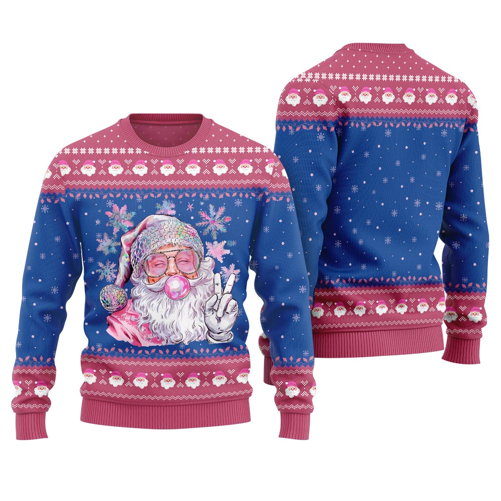 Bubble Gum Santa Pink Christmas Sweater