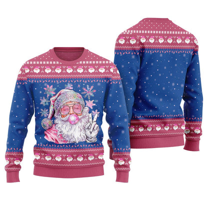Bubble Gum Santa Pink Christmas Sweater