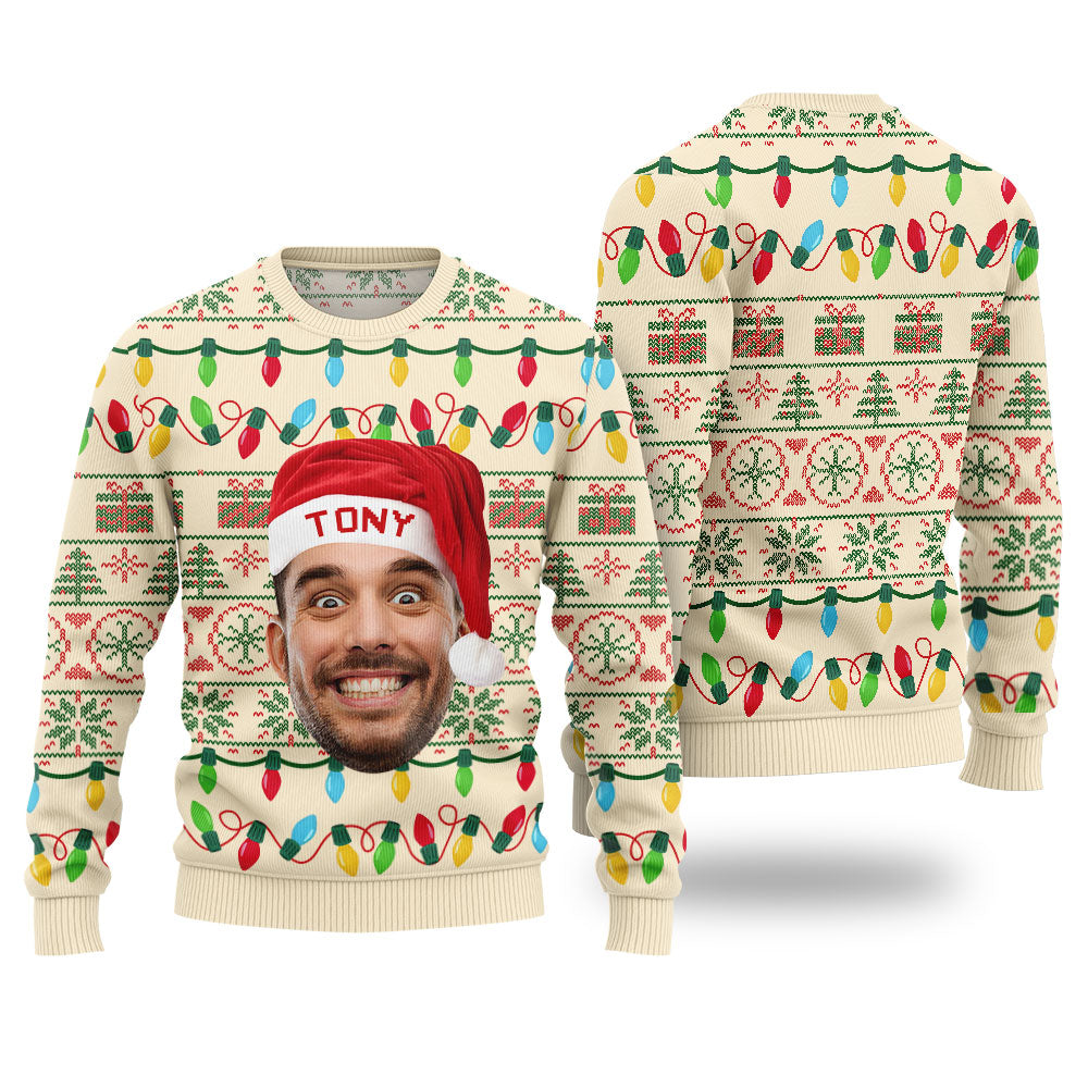 Amazing Personalized Face Lights Christmas Sweater