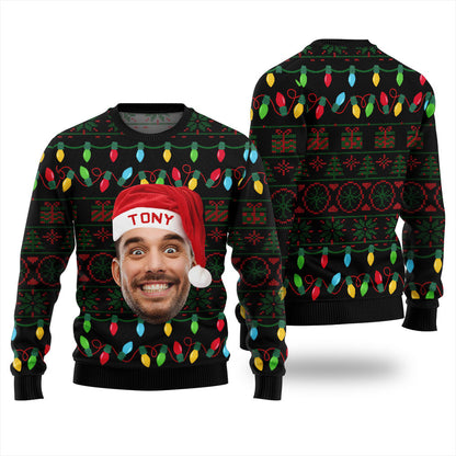 Amazing Personalized Face Lights Christmas Sweater