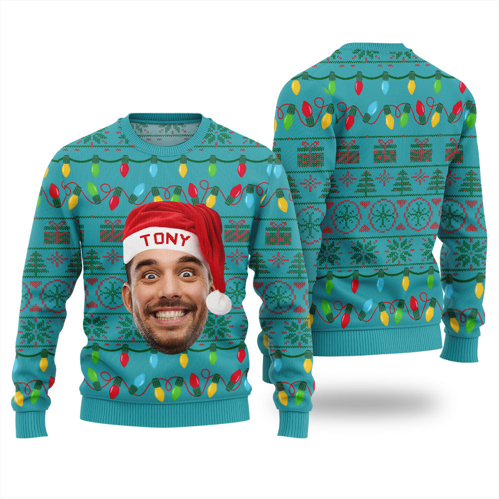 Amazing Personalized Face Lights Christmas Sweater