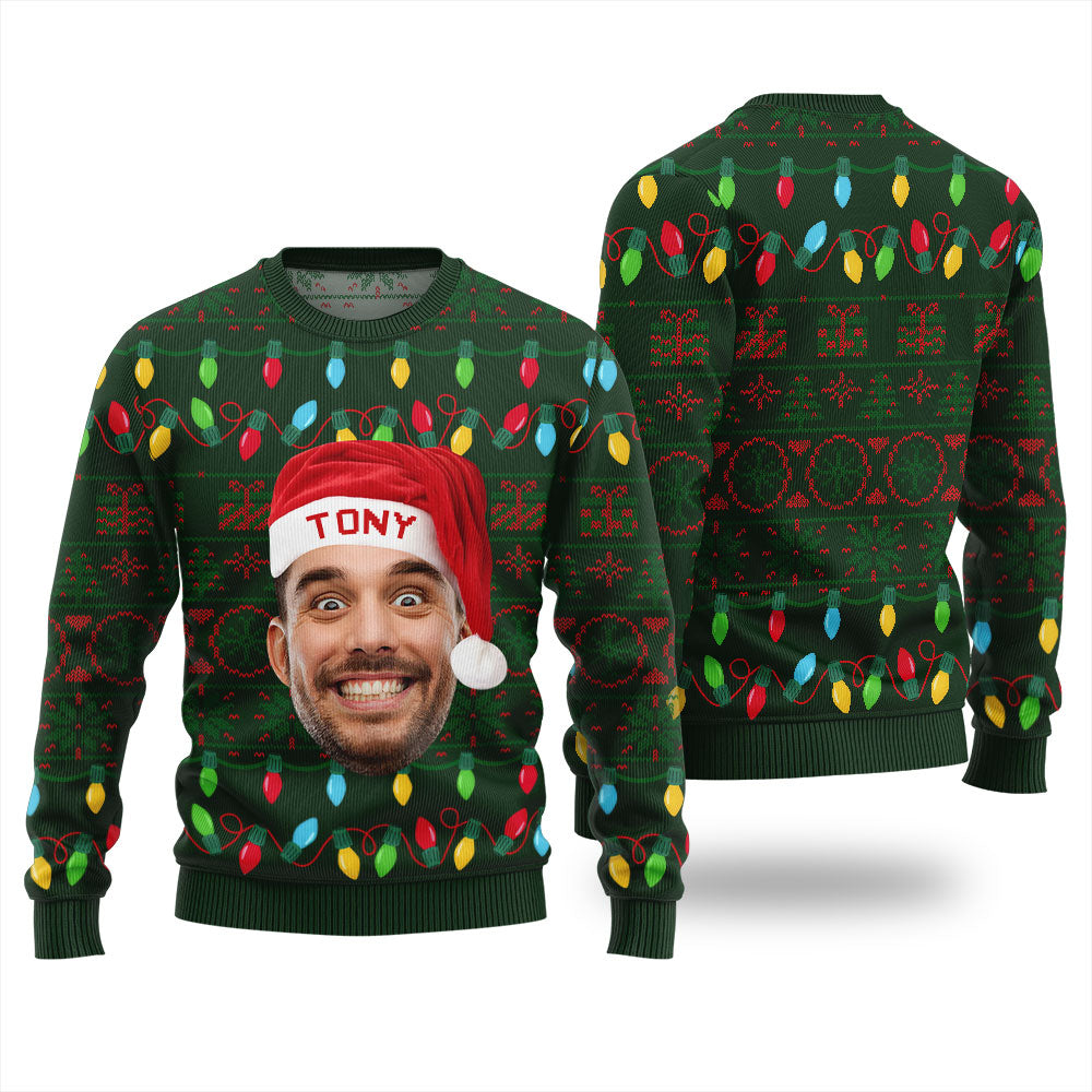 Amazing Personalized Face Lights Christmas Sweater
