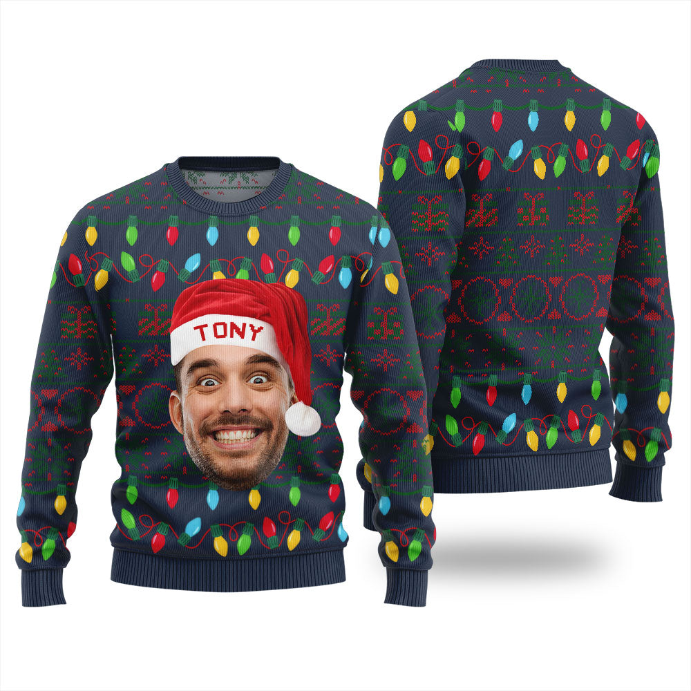 Amazing Personalized Face Lights Christmas Sweater