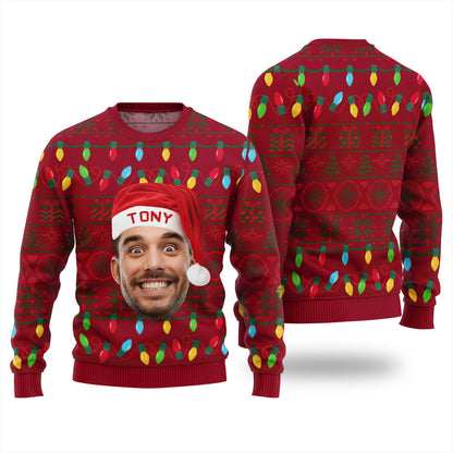 Amazing Personalized Face Lights Christmas Sweater
