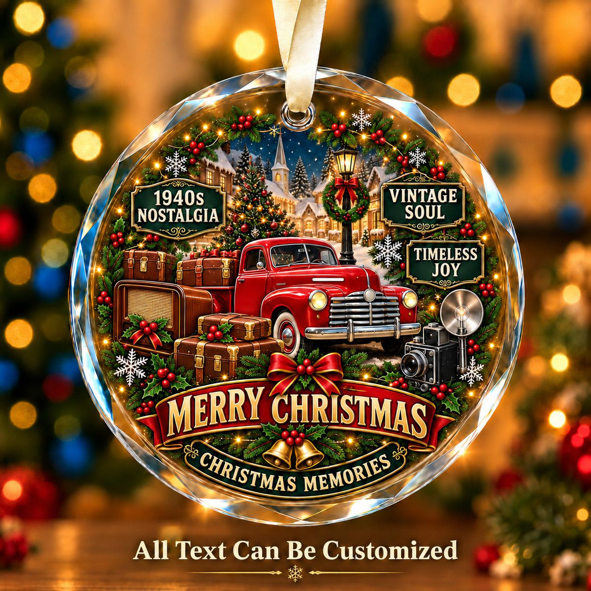 1940s Nostalgia Personalized Glass Ornament | 5To9Vibe