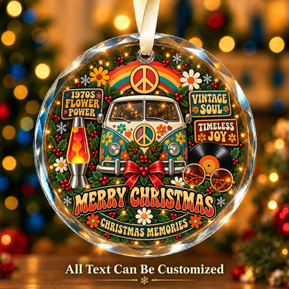 1970s Flower Power Personalized Glass Ornament | 5To9Vibe