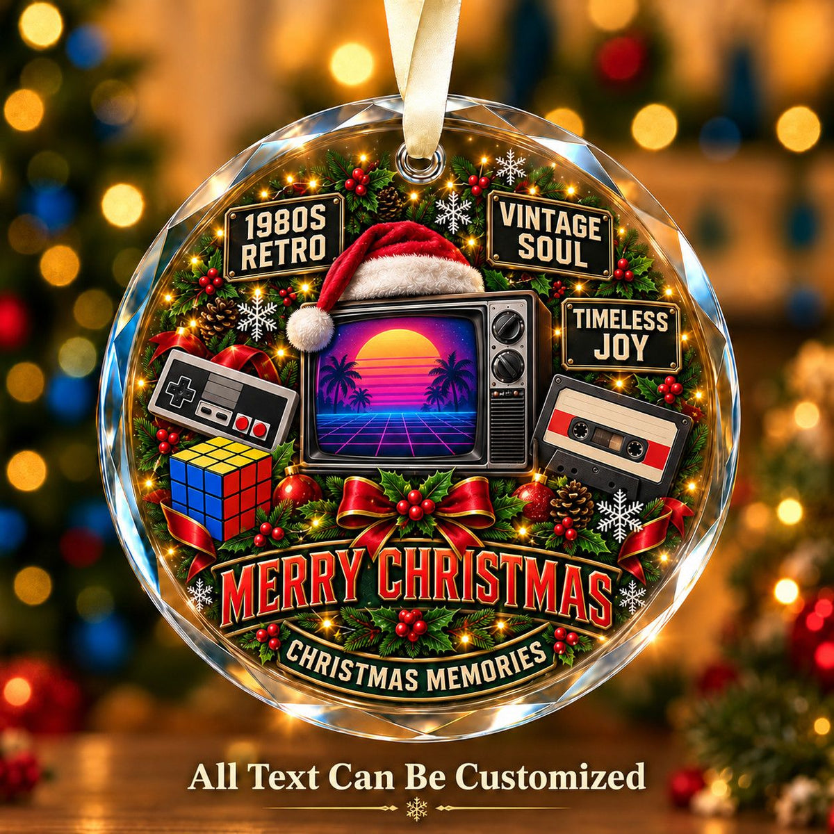 1980s Retro Personalized Glass Ornament | 5To9Vibe