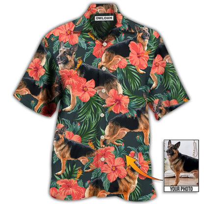Hawaiian Shirt / Adults / S German Shepherd Tropical Custom Photo - Hawaiian Shirt 