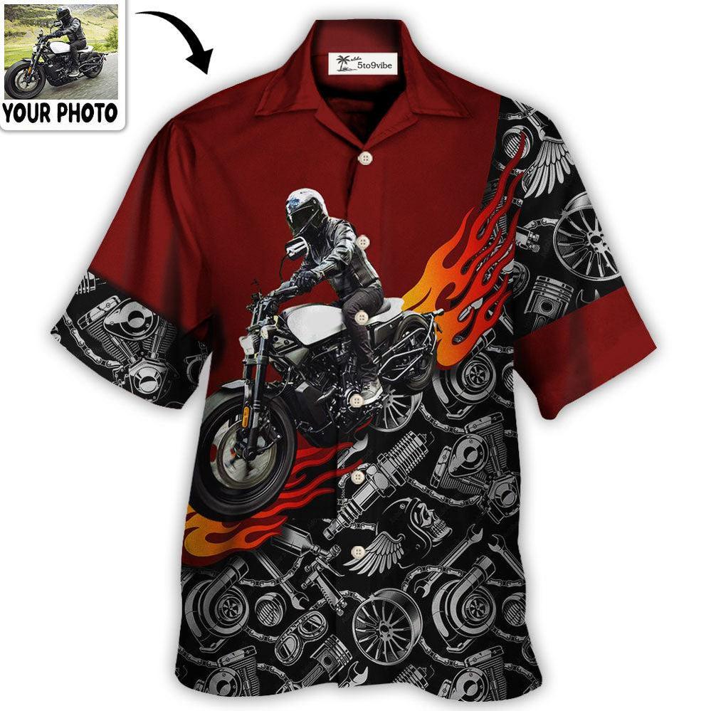 Motorcycle Biker Flame Custom Photo - Hawaiian Shirt 