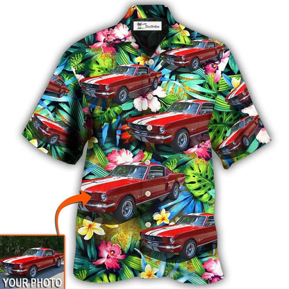 Hawaiian Shirt / Adults / S Car Mustang Car Modern Classic Tropical Flower Custom Photo - Hawaiian Shirt 