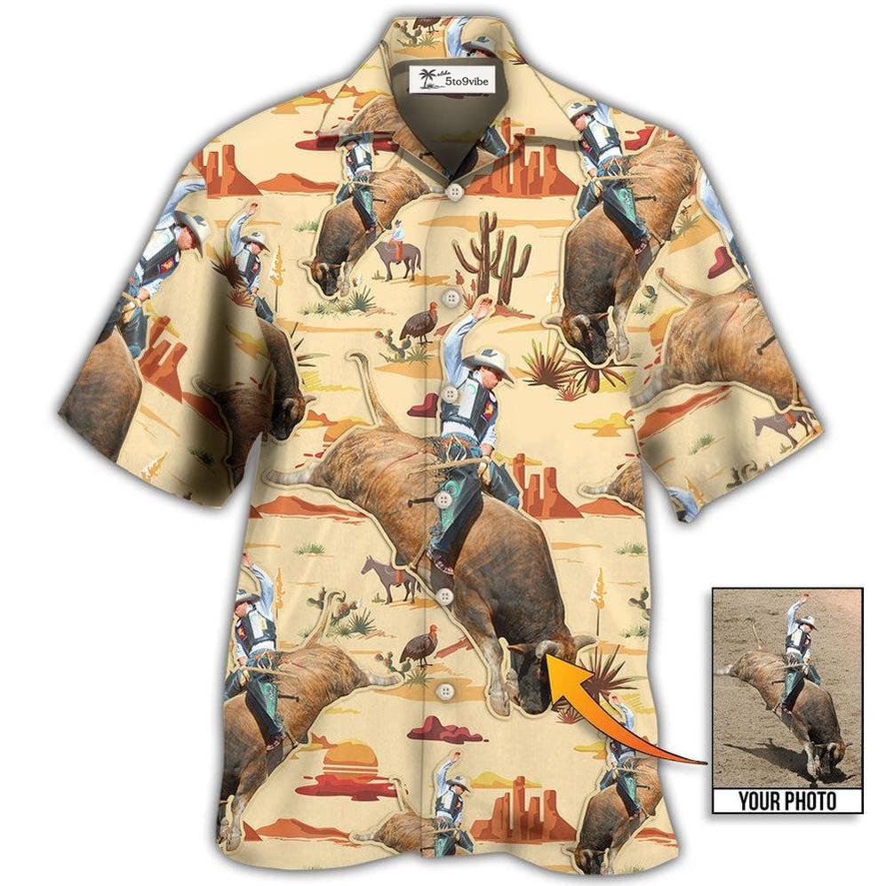 Hawaiian Shirt / Adults / S Cowboy Bull Riding Tropical Custom Photo - Hawaiian Shirt 