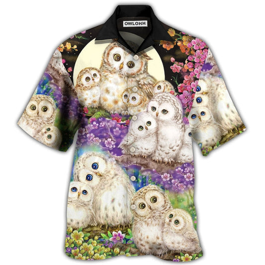 Hawaiian Shirt / Adults / S Owl Family And Flowers - Hawaiian Shirt 